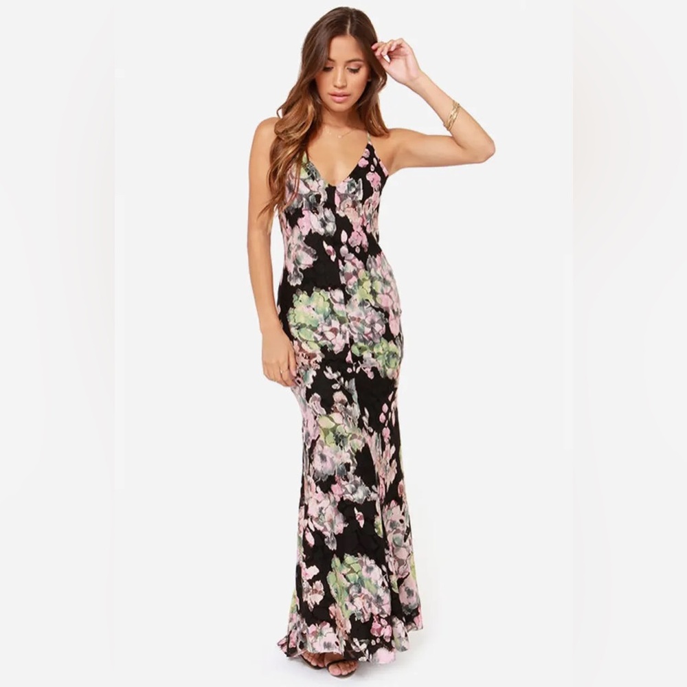 Black Floral Print Dress